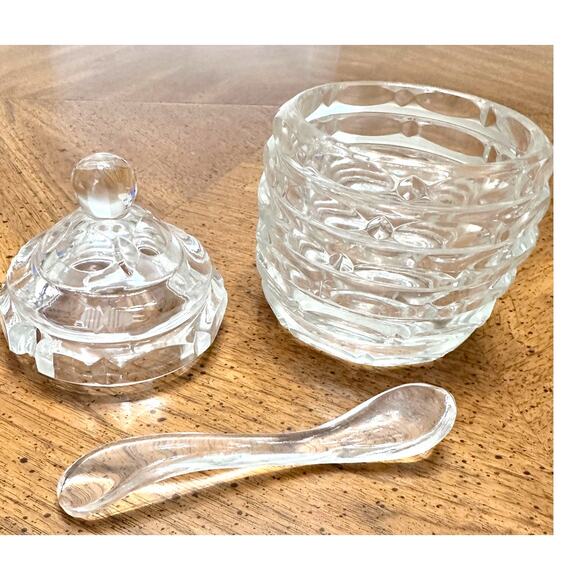 Shannon by Godinger 24% Lead Crystal Beehive Sugar/Creamer/Spoon Set-NEW in Box! - Picture 3 of 9